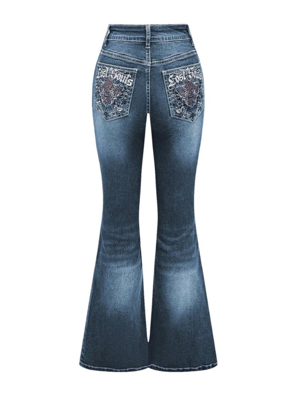 Women's Stretchy High Waist Jeans Bell Bottom Flared Denim Pants